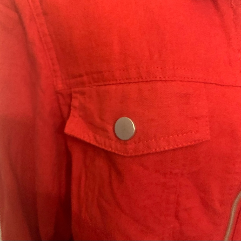 Rachel Zoe Red Zip-Up Linen Casual Utility Style Jacket Sz Large (never worn) - Picture 6 of 14